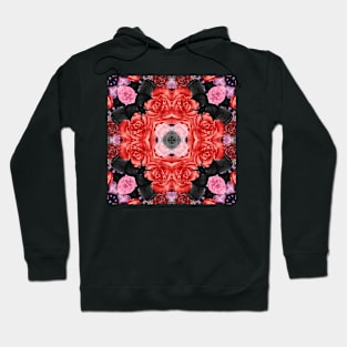 Crystal Hearts and Flowers Valentines Kaleidoscope pattern (Seamless) 31 Hoodie